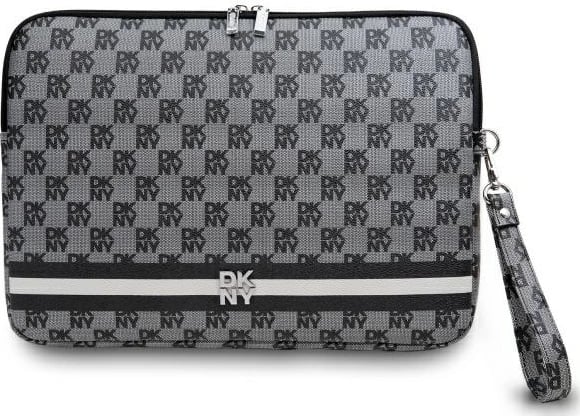 Mbështjellës laptopi DKNY, 14", motiv shahu me vija, i zi