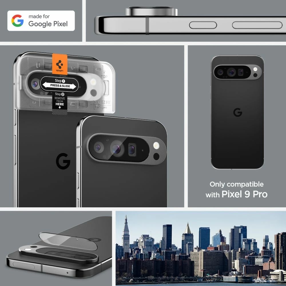Mbrojtës xhami për kamerë Spigen Optik.tR Ez Fit, për Google Pixel 9 Pro, 2 copë