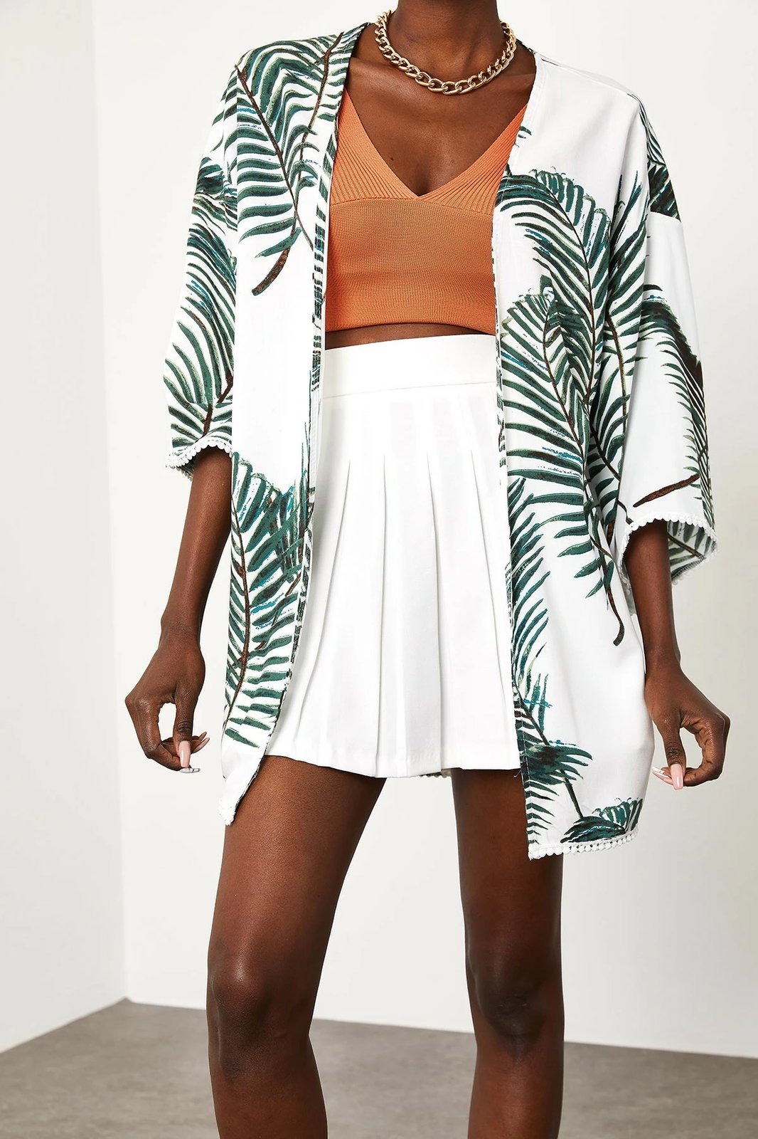 Kimono Jumeon, i bardhë, i gjelbër, X9781