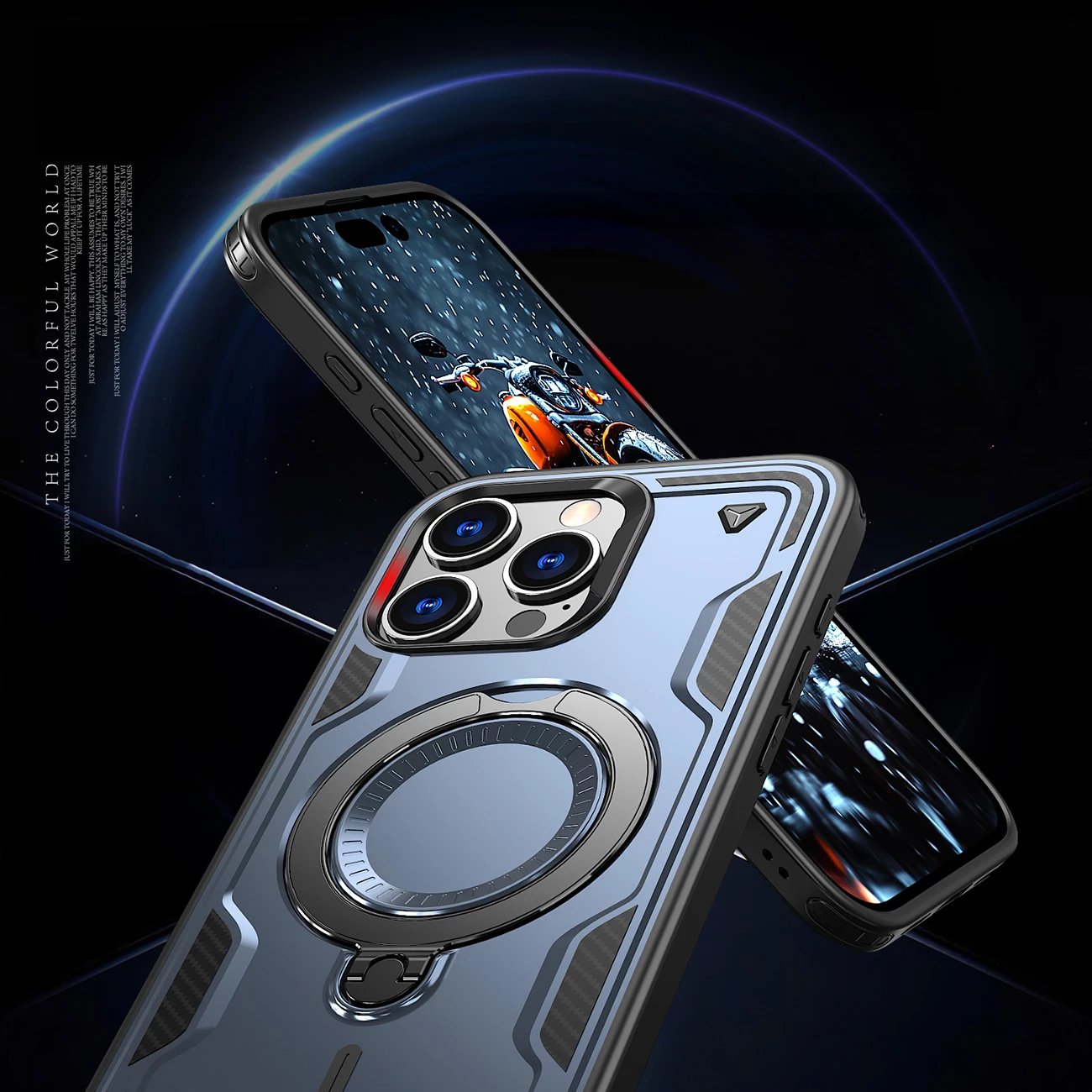 Mbështjellës Hurtel Hybrid Armor Trendy me MagSafe për iPhone 16 Pro Max, Blu