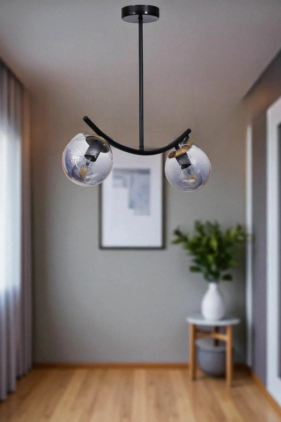 Llambë tavani Opviq, 9010-7, metal dhe xham, gri e zezë