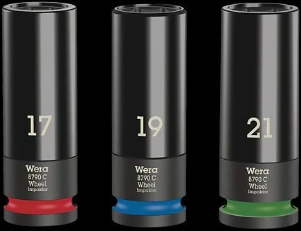 Set soketash Wera Impaktor C 1/2, 17mm 19mm 21mm, për rrota