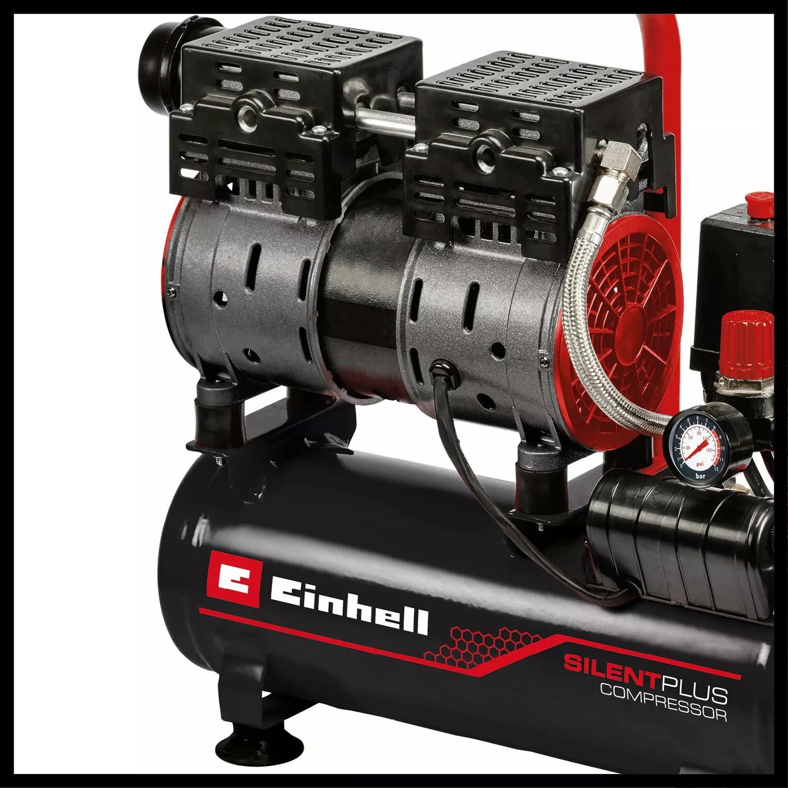 Kompresor ajri Einhell TE-AC 6 Silent, 6L, 8 bar, 550W, zi/kuqe