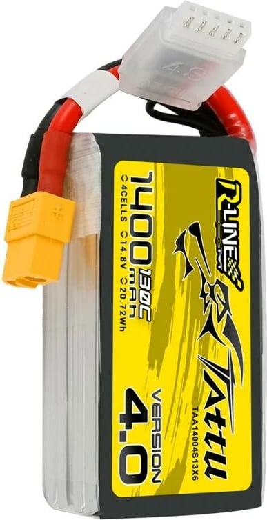 Bateri LiPo Tattu R-Line 4.0, 1400mAh, 14.8V, 130C, XT60