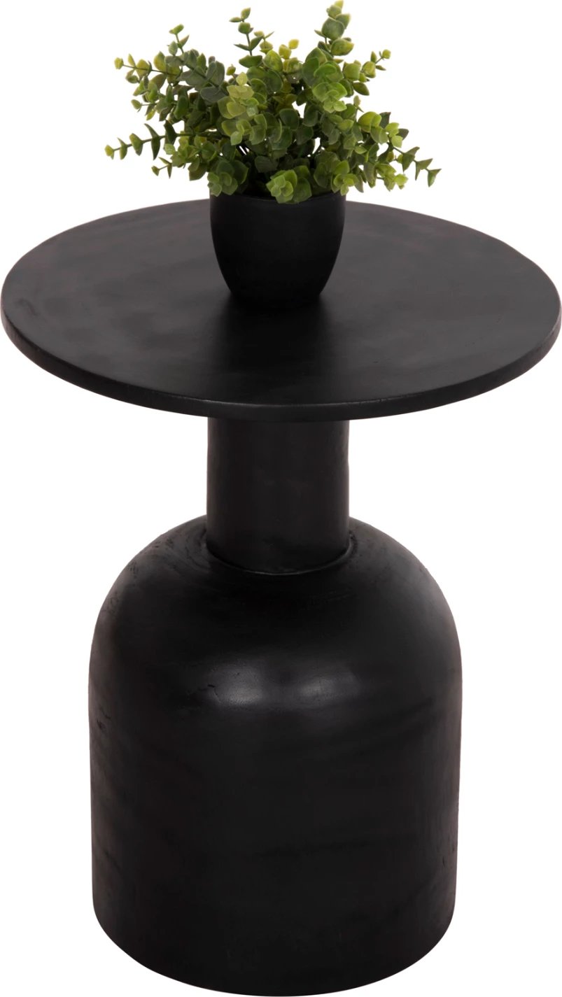 Tavolinë anësore e rrumbullakët PUMBE, dru suar i zi, FH9891.12, 40x50cm