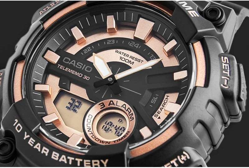 Orë dore për meshkuj CASIO, e zezë