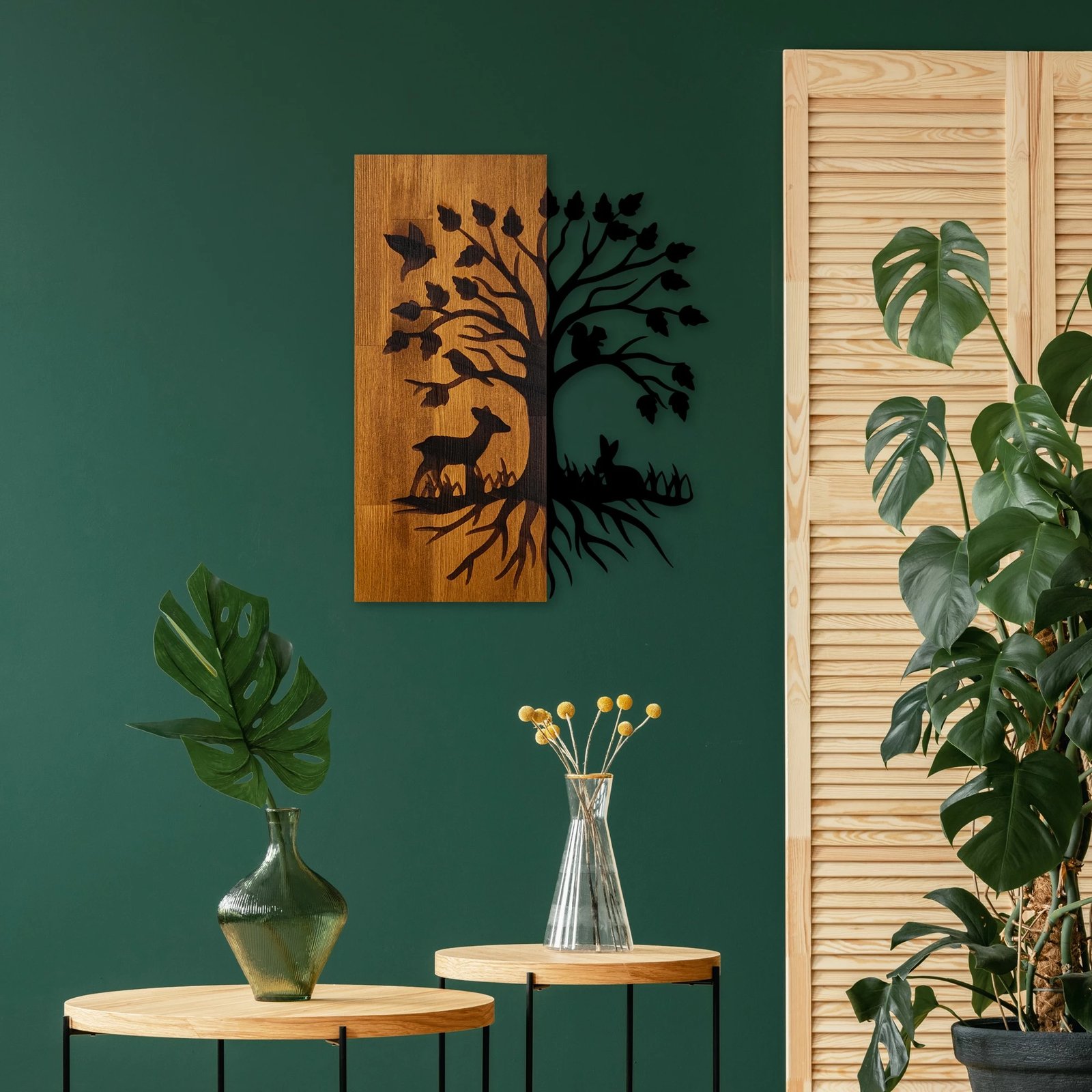 Aksesor dekorativ prej druri për mur, Wallity, natyrë, ngjyrë arre/zezë