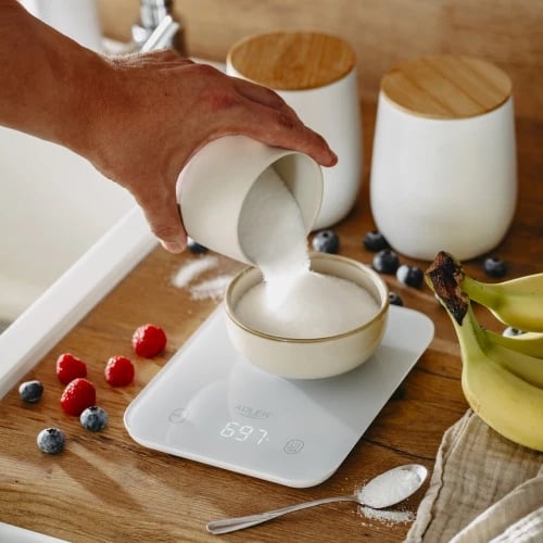 Peshore kuzhine, Adler, AD 3181, kapacitet 10 kg, ekran LED, platformë xhami e temperuar 3 mm, gri