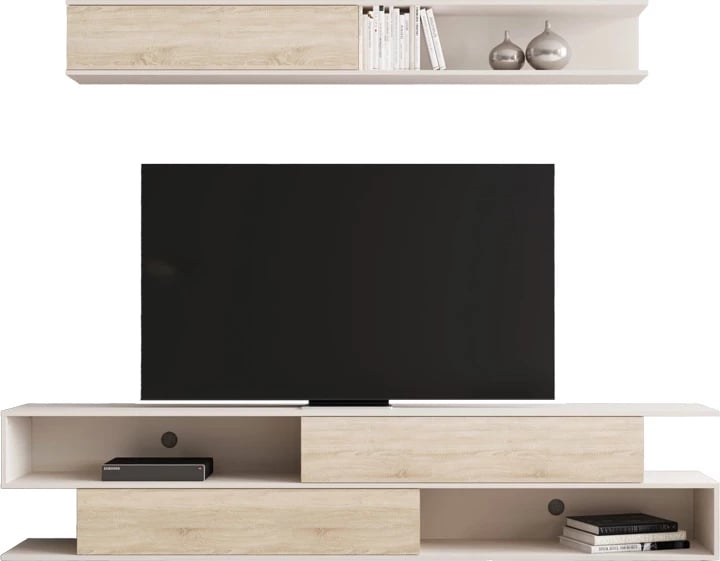 Set për sallon Brick, ngjyrë lisi-sonoma dhe krem, 240x40x50.4cm