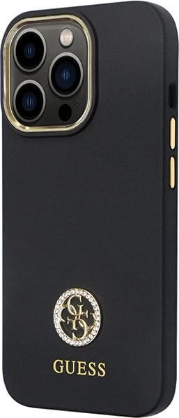 Mbështjellës Guess GUHCP13LM4DGPK për iPhone 13/13 Pro, silikon, Logo 4G, i zi