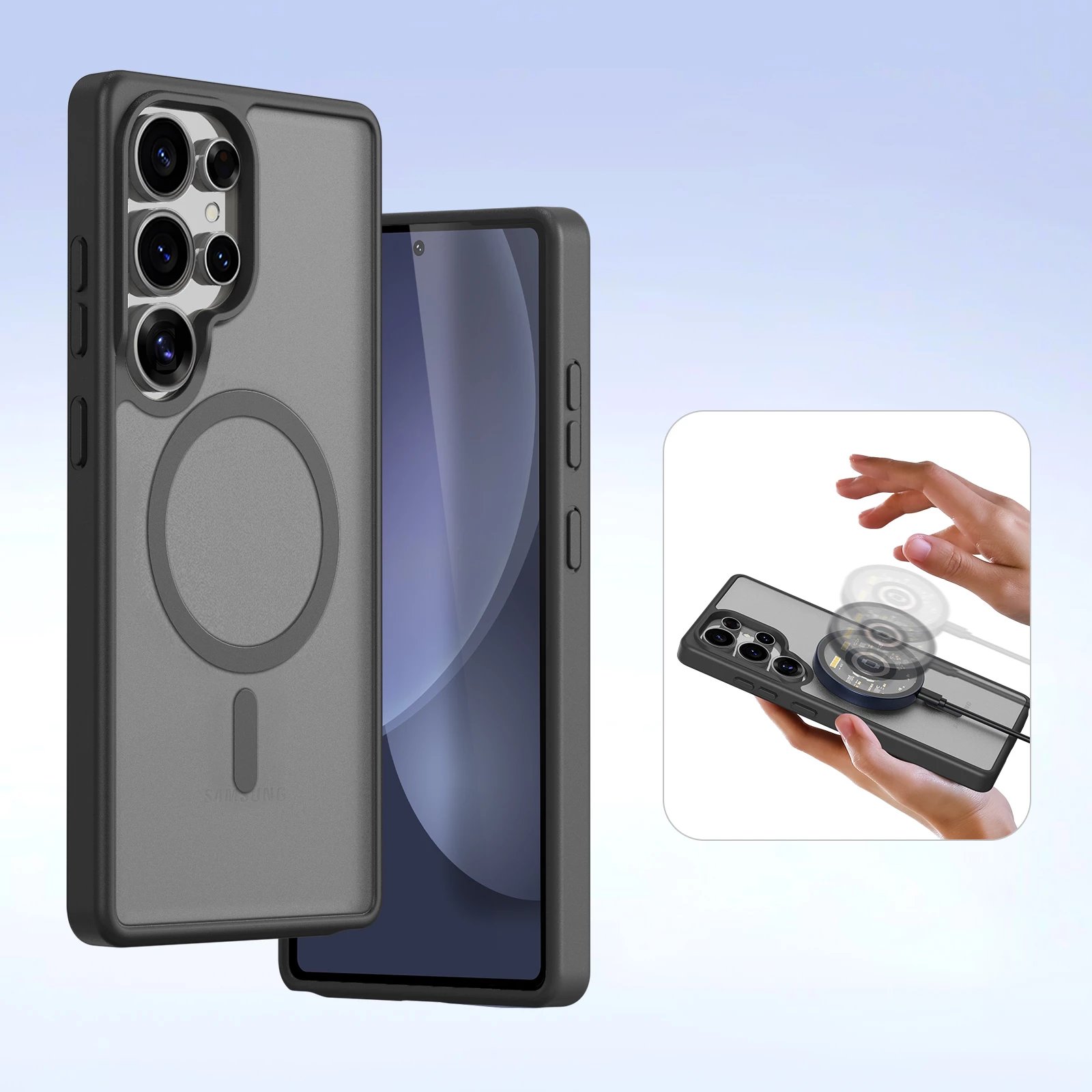 Mbështjellës Dux Ducis Lawa për Samsung Galaxy S25 Ultra, lëkurë, me portofol magnetik të ndashëm, i zi