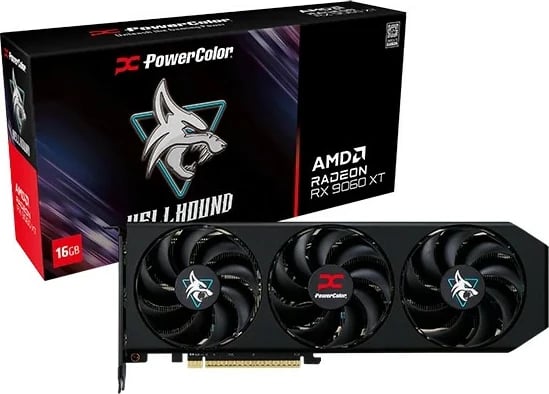 Kartelë grafike PowerColor RX 9060 XT Hellhound OC 16GB GDDR6 e zezë