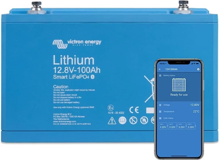 Bateri Victron Energy Smart LiFePO4, 12.8V, 100Ah, Blu