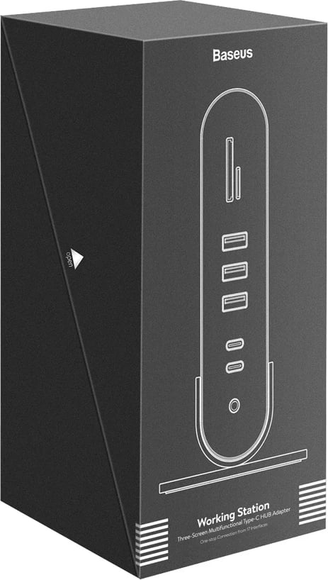 Kasë HUB multifunksional Baseus CAHUB-DG0G, 16 porta, 100W, Gri