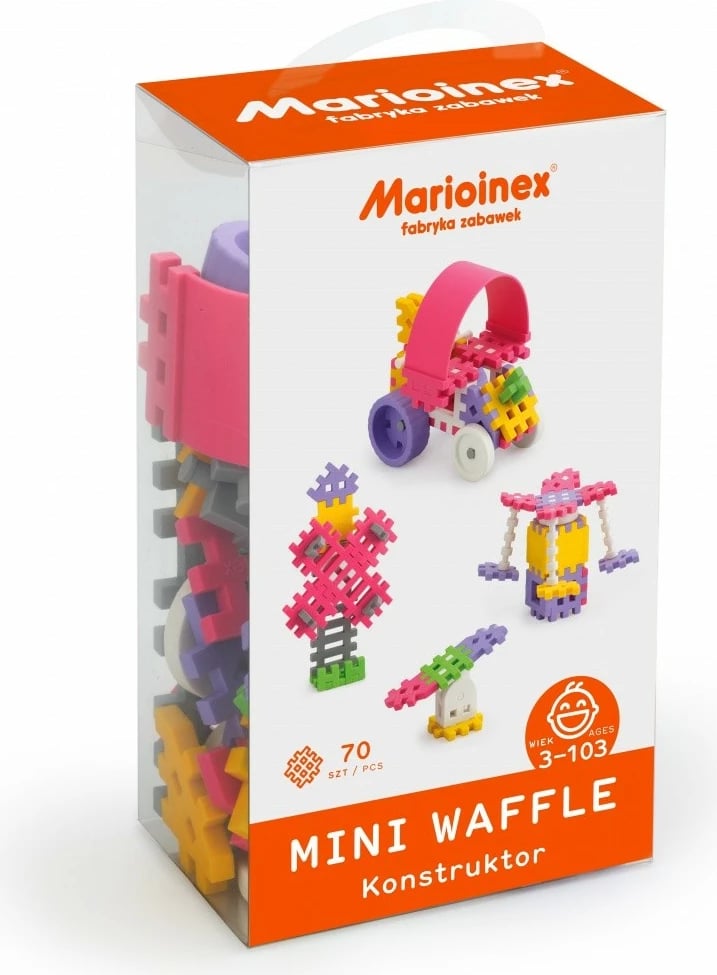 Set lodrash ndërtimi Marioinex Mini Waffle, 70 pjesë, për vajza, shumëngjyrëshe