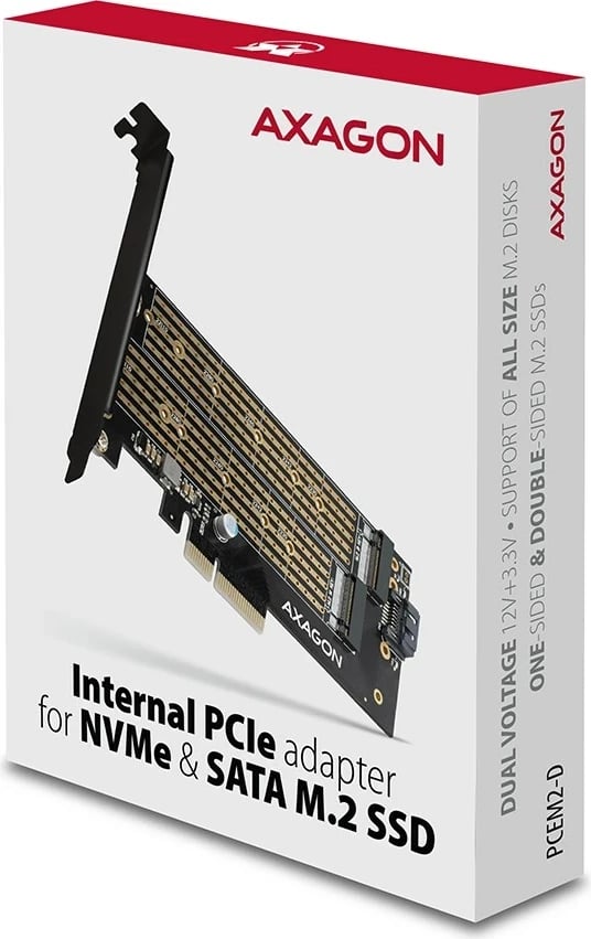 Kartë/adaptues AXAGON PCEM2-D për M.2 SATA, PCIe 4.0, Gold