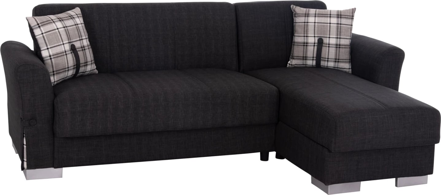 Kënd divan me shtrat dhe hapësirë për depo, ngjyrë antracit, BRONKO FH3291.01, 218x138x77cm