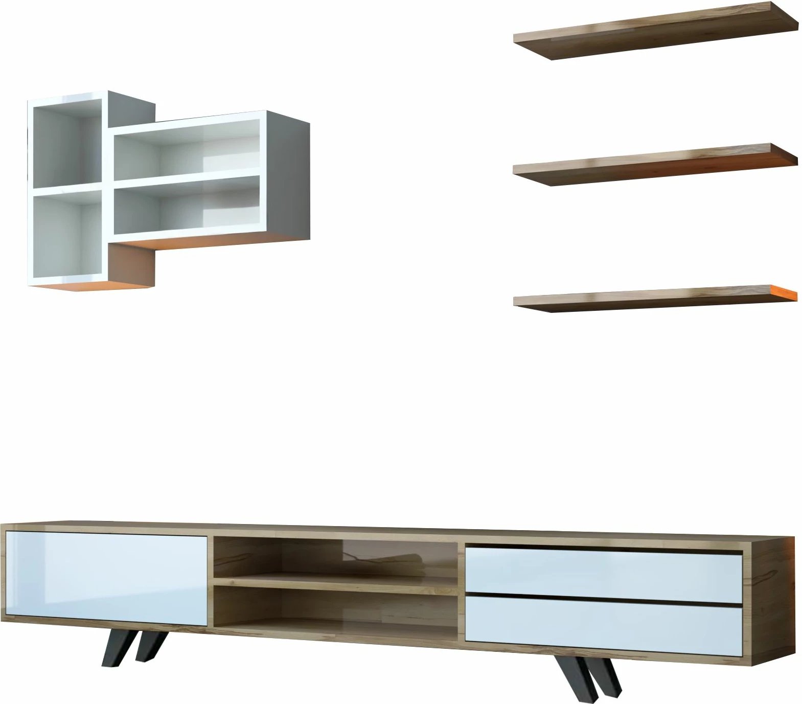 Komodë TV Skye Decor, Rb-065, e bardhë dhe lis, 180x45x40cm