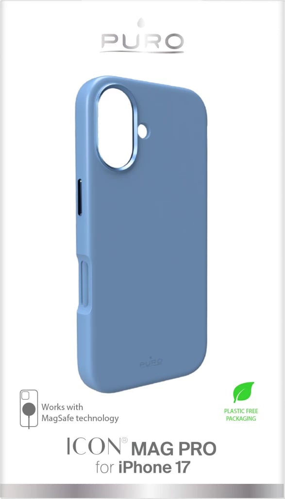 Mbështjellës Puro Icon Mag Pro për iPhone 17, MagSafe, me mbrojtje kamere, butona alumini, Blu