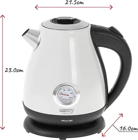 Çajnik elektrik, Adler, CR 1344, 1.7L, me termometër, bardhë