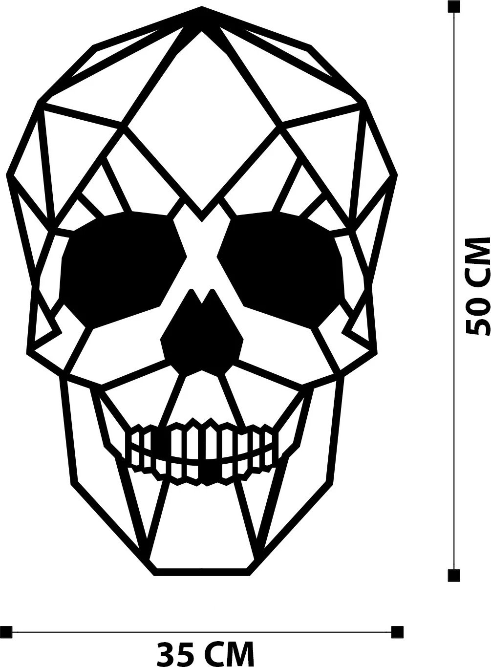 Aksesor dekorativ për mur, metal, kafkë, Wallity, ngjyrë e zezë, 50x35cm
