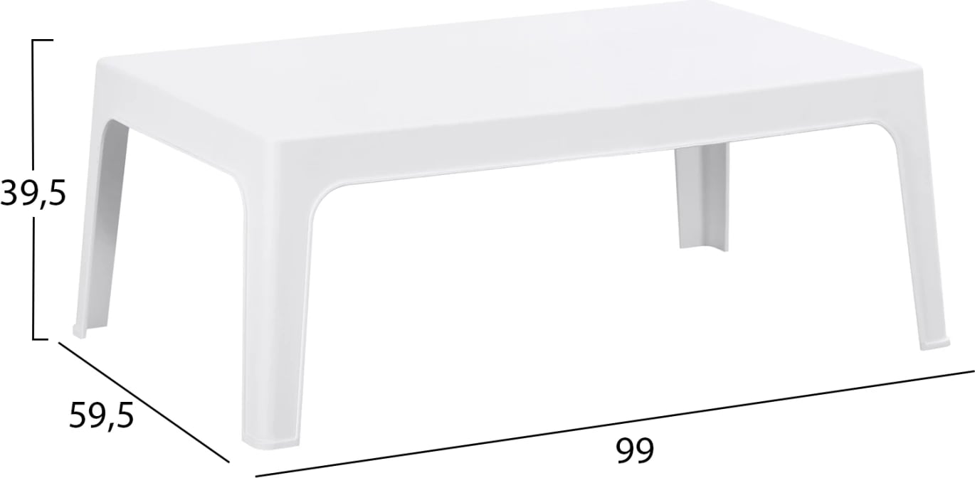 Tavolinë e ulët drejtkëndëshe, polipropilenë e bardhë, SLEEK FH6367.01, 99x59.5x39.5cm