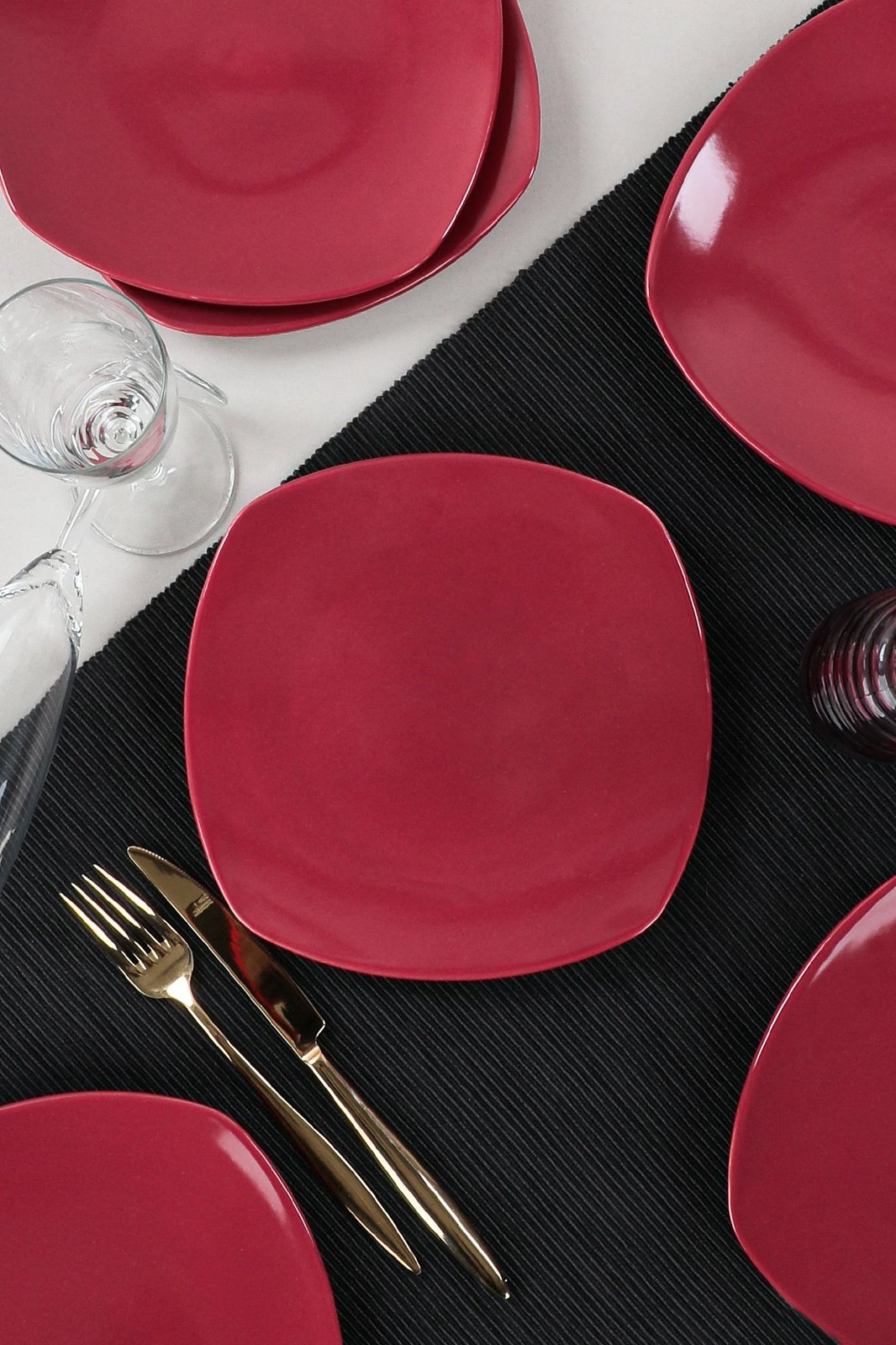 Set pjatash ëmbëlsirash qeramike (6 copë), ngjyrë e kuqe, Hermia Concept, ST001106F520A000000MAYD100