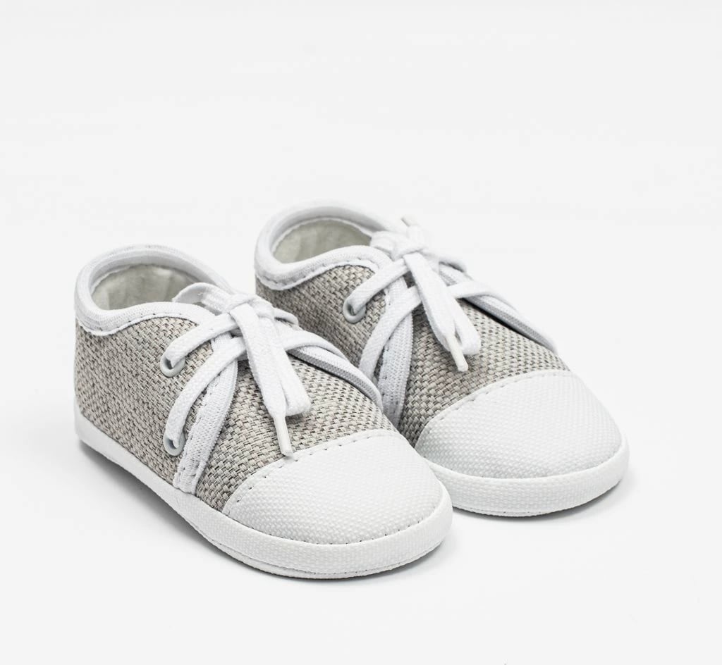 Papuçe bebe, New Baby, Jeans Sneaker, 3–6 muaj, shollë PVC pa BPA, gri