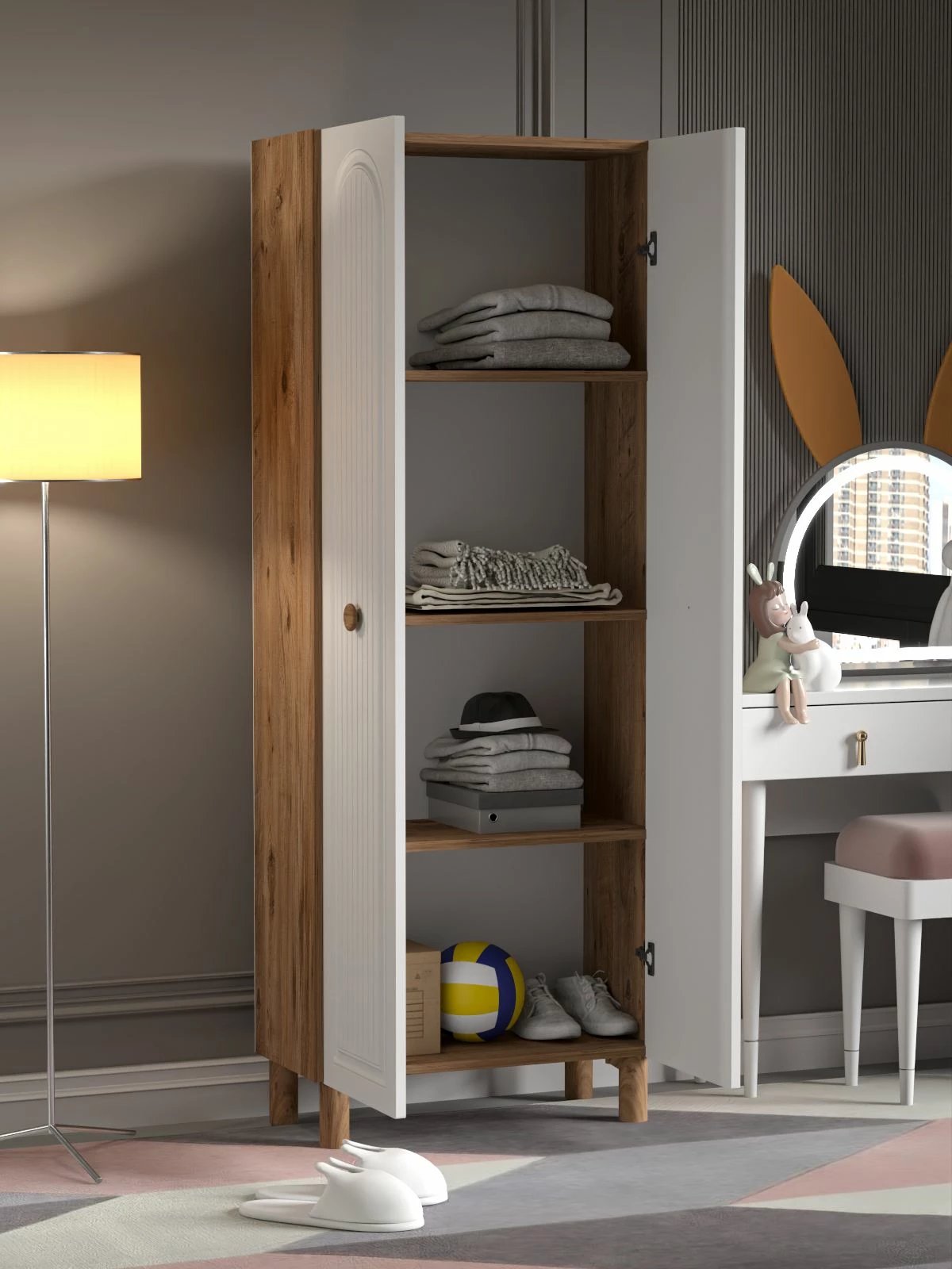 Dollap multifunksional, ngjyrë Atlantic Pine dhe e bardhë, Skye Decor, Vionne