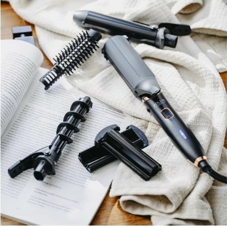 Set për stilim flokësh 5-në-1, Adler AD 2028, veshje qeramike, 1200 W, kabllo 180 cm, i zi