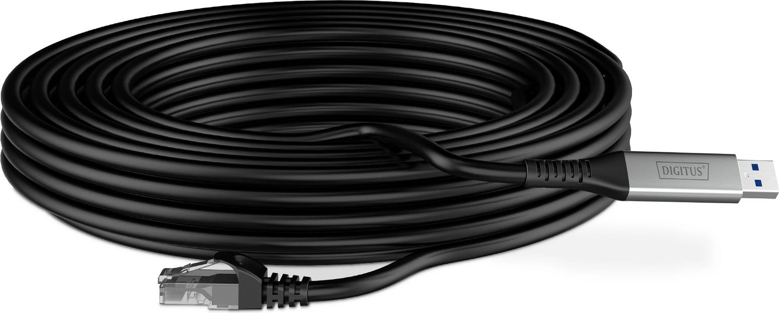 Kabllo USB 3.2 në RJ45 Digitus Cat6a, 10m, e zezë