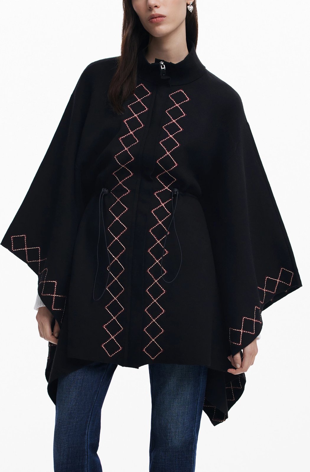 Poncho DESIGUAL Aldama për femra, e zezë