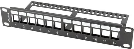 Panel patch Lanberg PPKS-9112-B, 12 porta, 1U, metal, gri