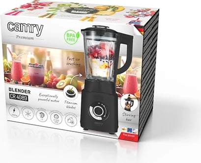 Blender, Camry, CR 4089, 1.7L gotë qelqi, 23000 RPM, 2000W, 3 programe, e zezë mat