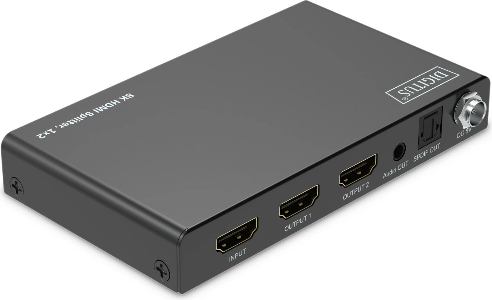Splitter HDMI Digitus 1x2, 8K Ultra HD, 2x HDMI, metalik, zi
