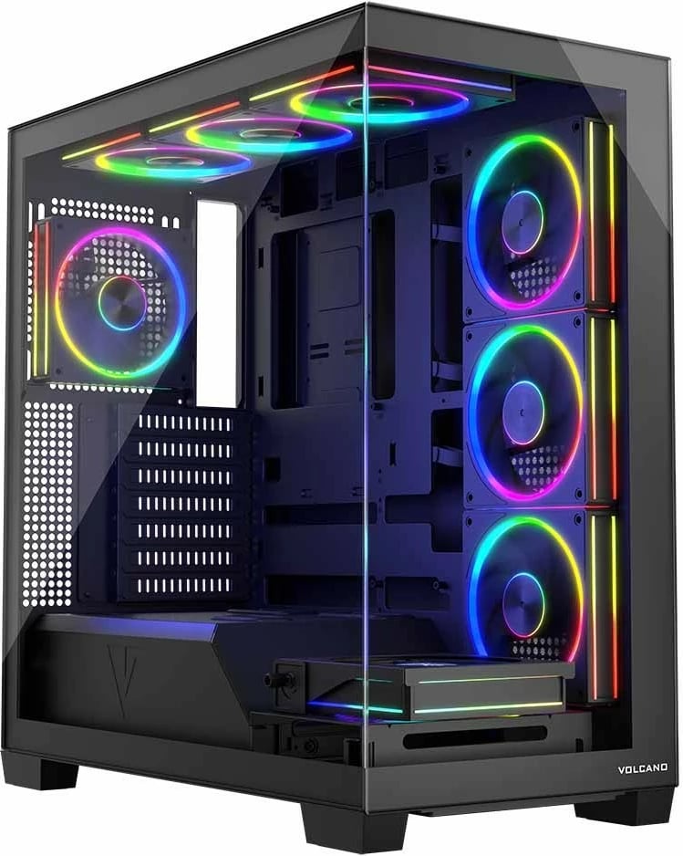Kasë MODECOM STELLAR 8F ARGB, Midi Tower, e zezë Kasë MODECOM STELLAR 8F ARGB, Midi Tower, e zezë