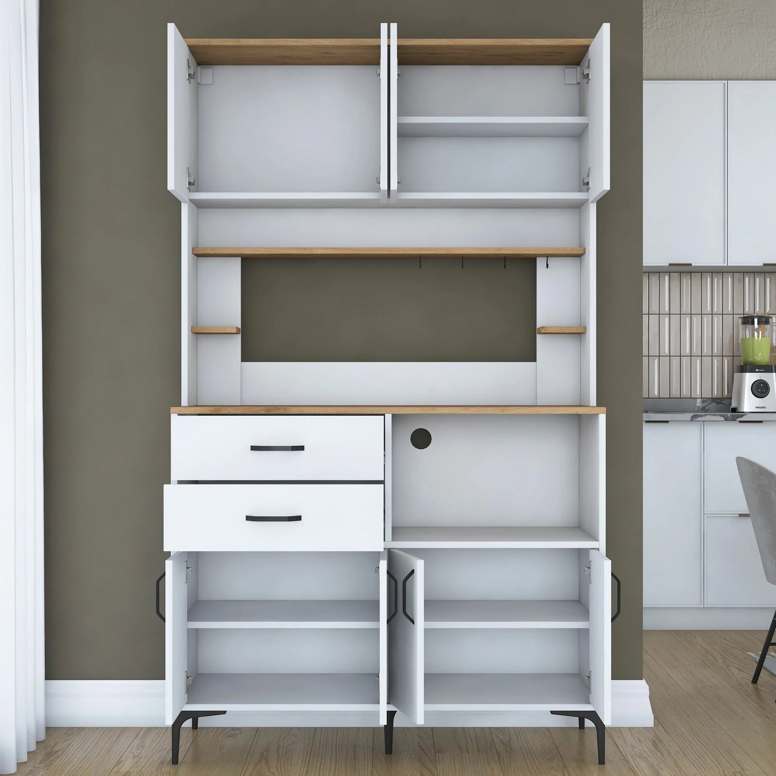 Dollap multifunksional, ngjyrë arre dhe e bardhë, Skye Decor JE208 - 3900