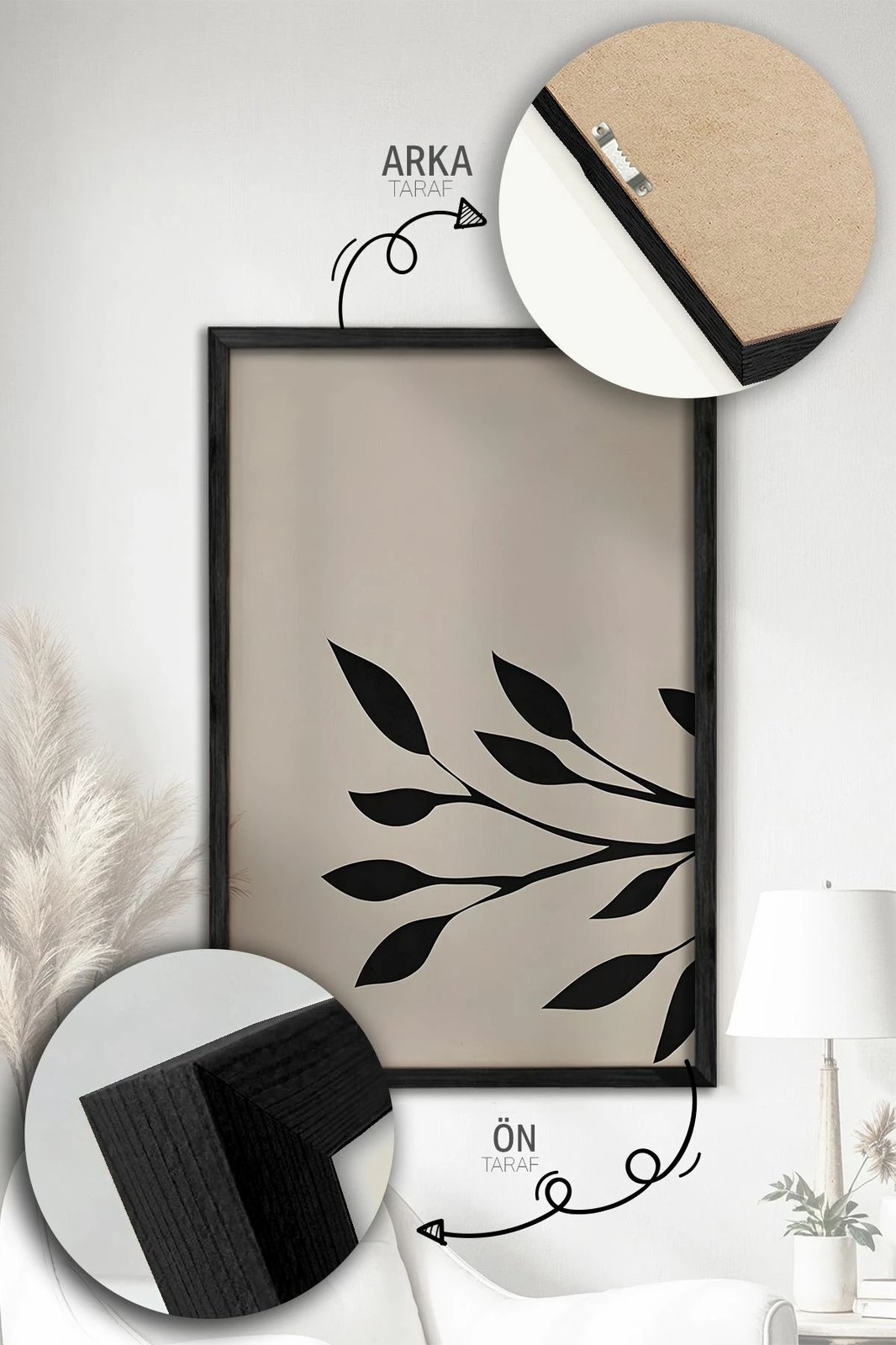 Pikturë dekorative me kornizë (3 pjesë), Wallity, Artvmodel33-Siyah