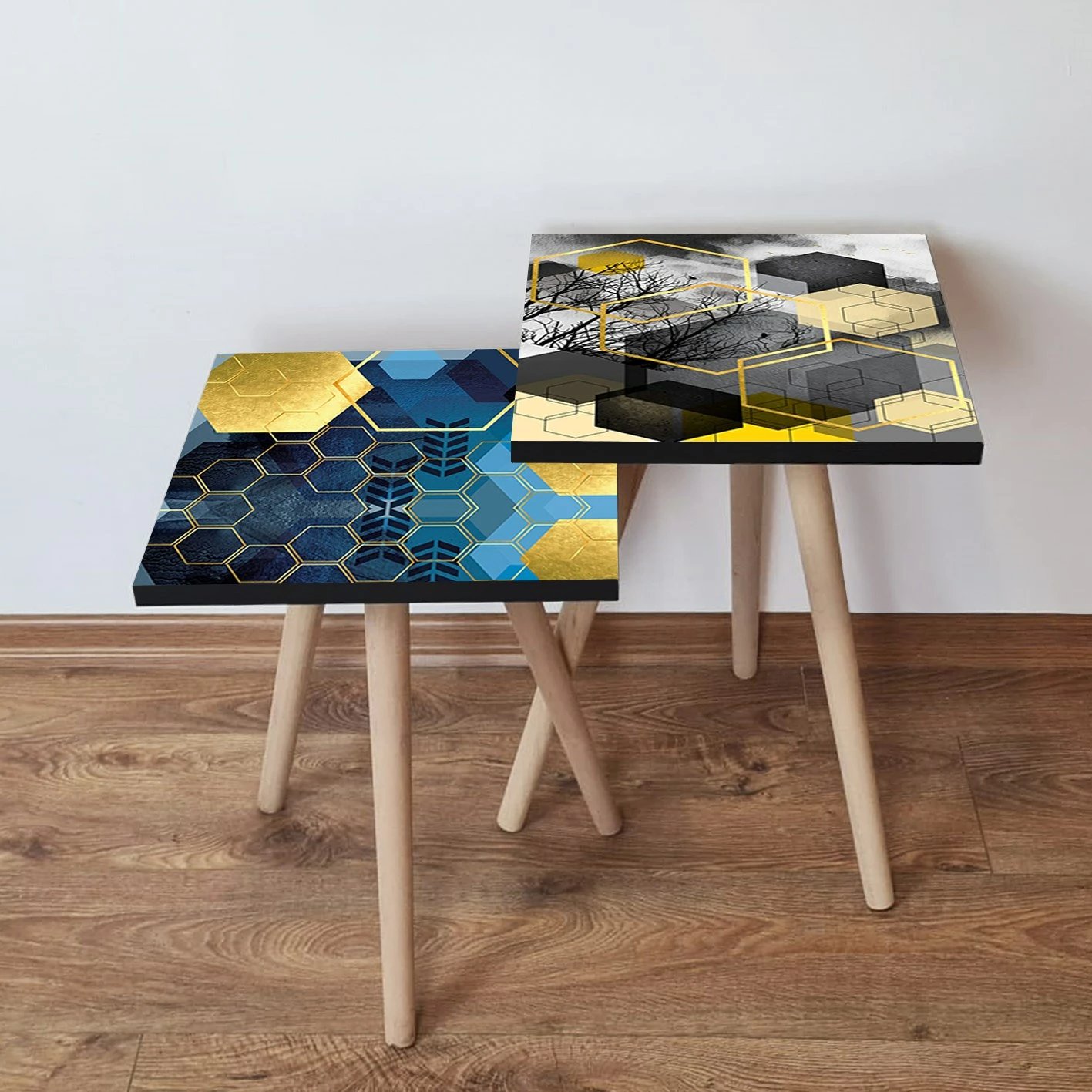 Tavolina të mbivendosura, 2 copë, shumëngjyrëshe, Skye Decor, 2Shp495