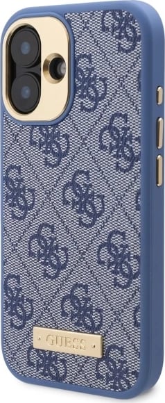Mbështjellës Guess 4G Logo Plate MagSafe për iPhone 16 Plus, Blu