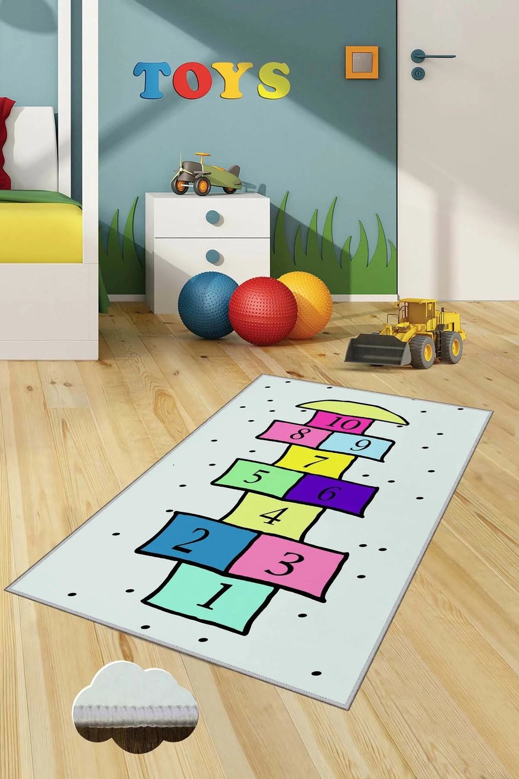 Qilim shumëngjyrësh për fëmijë, hopscotch, 80x50cm, Conceptum Hypnose, HMNT507