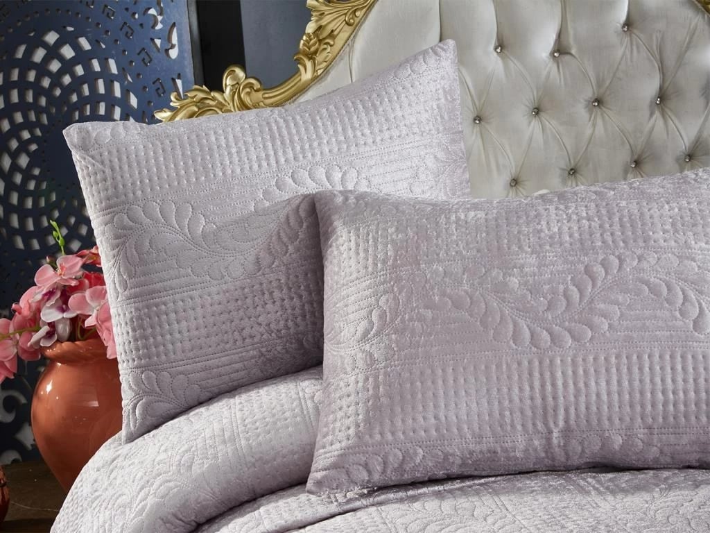 Set mbulesë dysheku dopio, kadife, ngjyrë gri, Velica