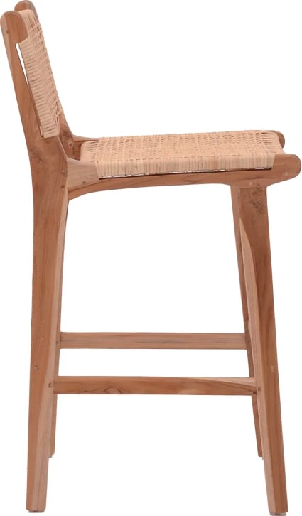 Karrige për bar mesatare Sponze ngjyrë natyrale skelet dru teak dhe rattan natyral 40x47x89cm