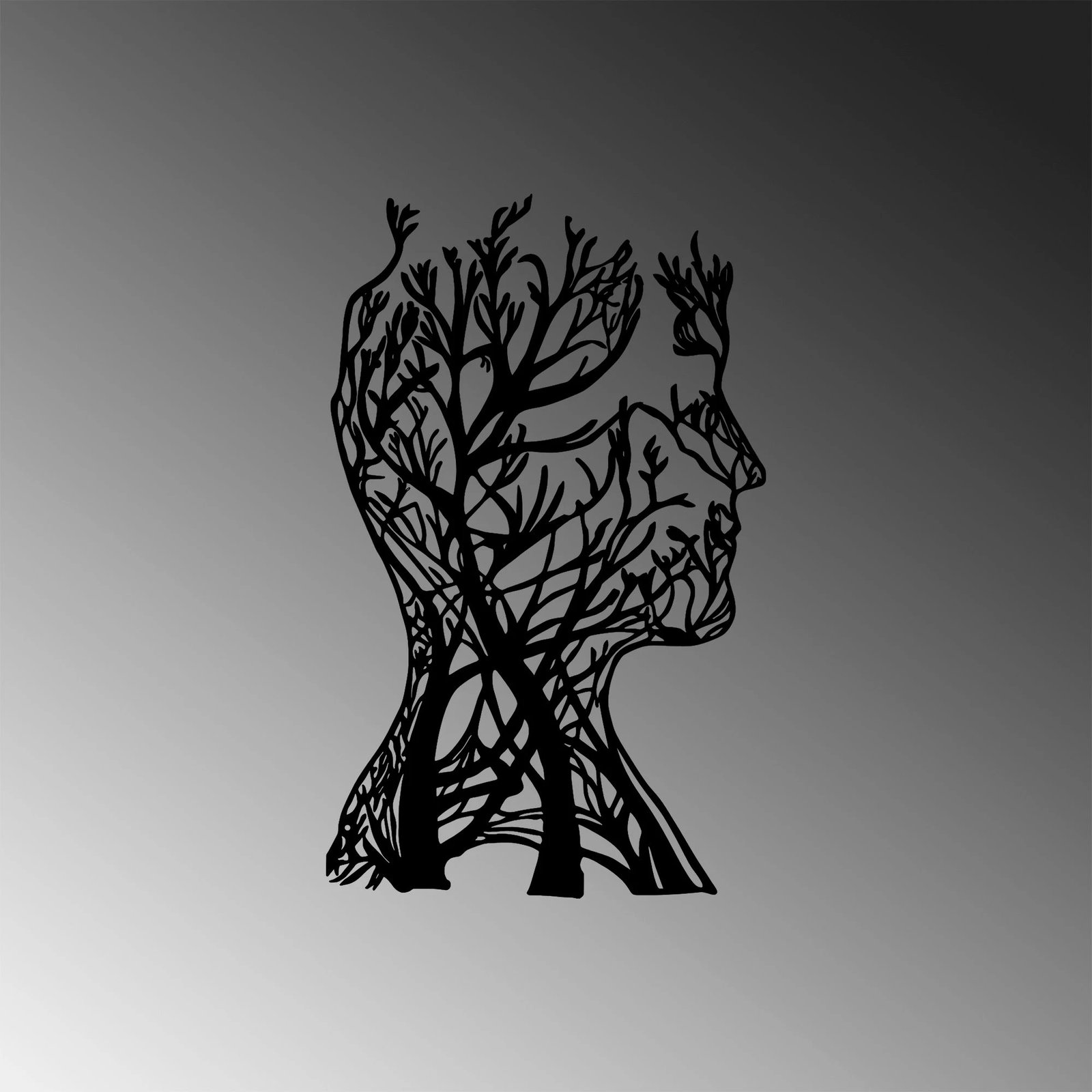 Aksesor dekorativ metalik për mur, Tree Man, Wallity, 27x43cm