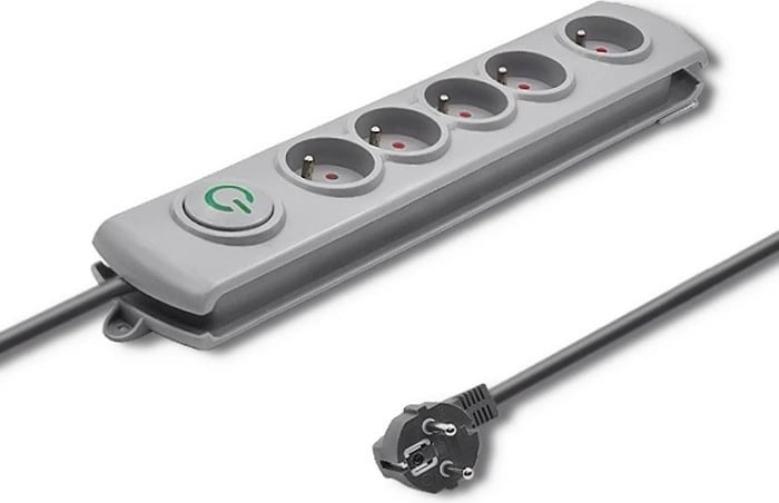 Prizë me mbrojtje Qoltec 50272, 5 dalje, 3m, Gri