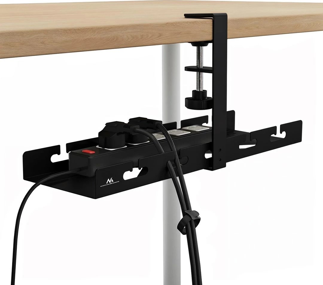 Organizues kabllosh Maclean MC-105 B, çelik, nën tavolinë, i zi