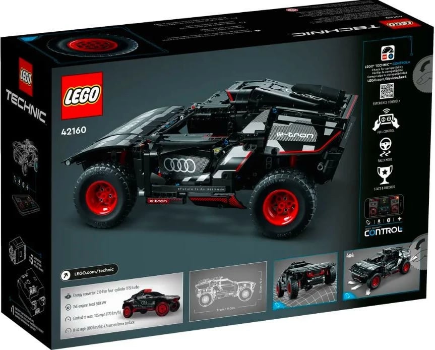Set ndërtimi LEGO Technic Audi RS Q e-tron 42160, 914 pjesë, i zi