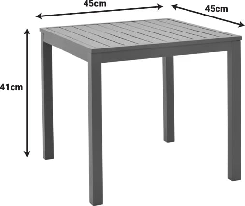 Tavolinë alumini për plazh, ngjyrë e zezë, Kliton, 45x45x41cm