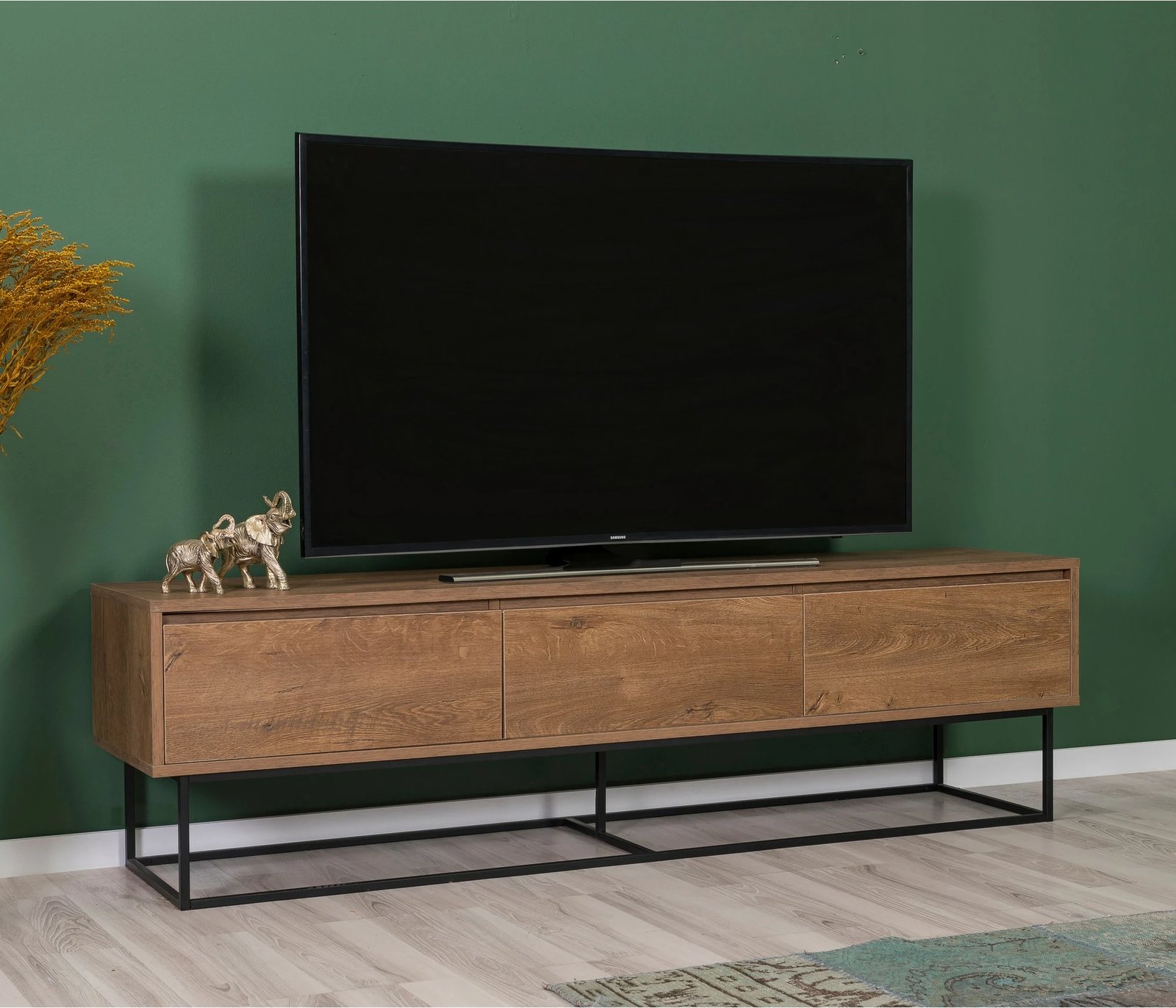 Set mobiljesh për dhomë dite, Skye Decor, Laxus Takım 25, ngjyrë arre dhe e zezë