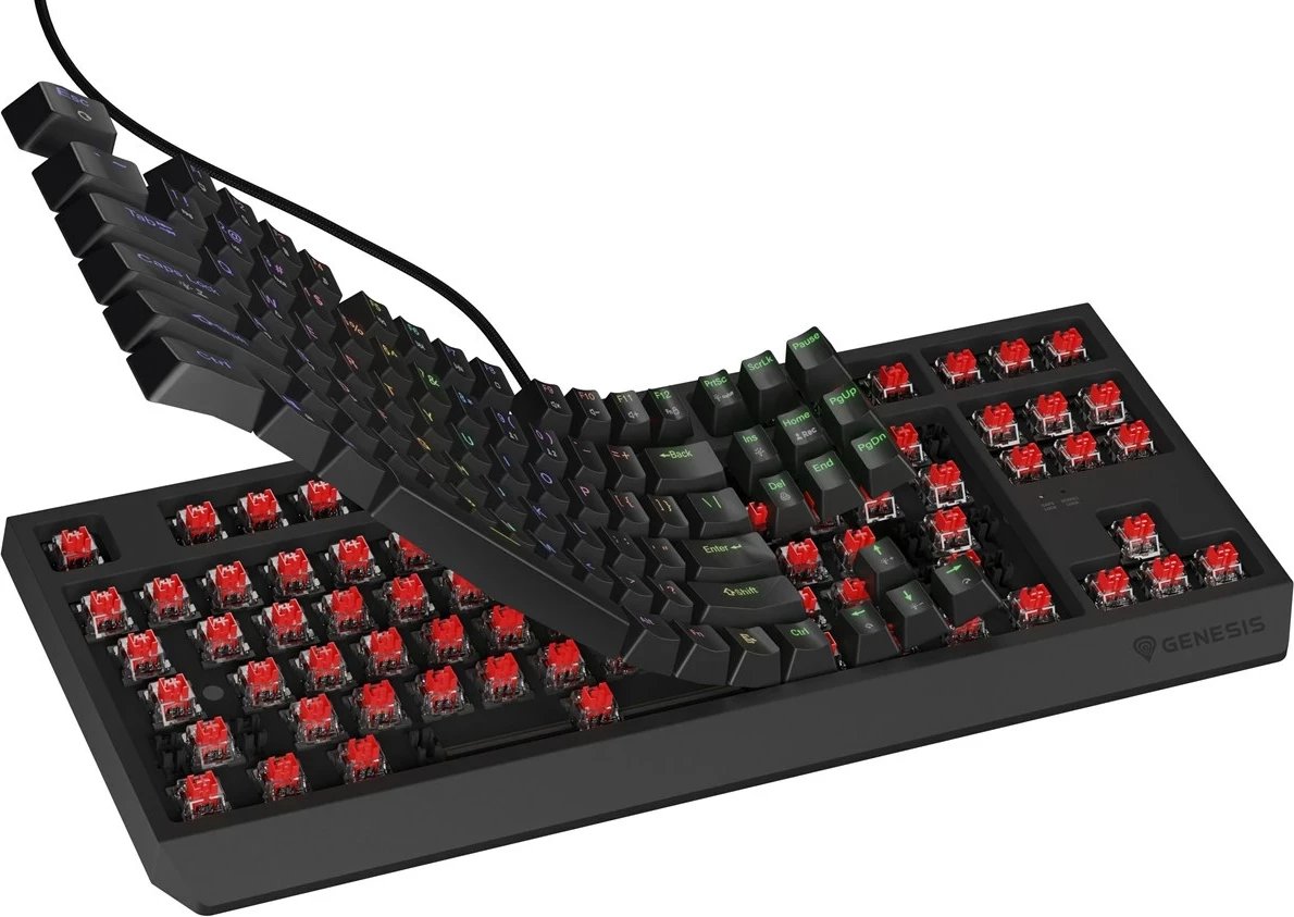 Tastierë mekanike GENESIS Thor 230 TKL, QWERTY, RGB, Wireless + Bluetooth, e zezë Tastierë mekanike GENESIS Thor 230 TKL, QWERTY, RGB, Wireless + Bluetooth, e zezë